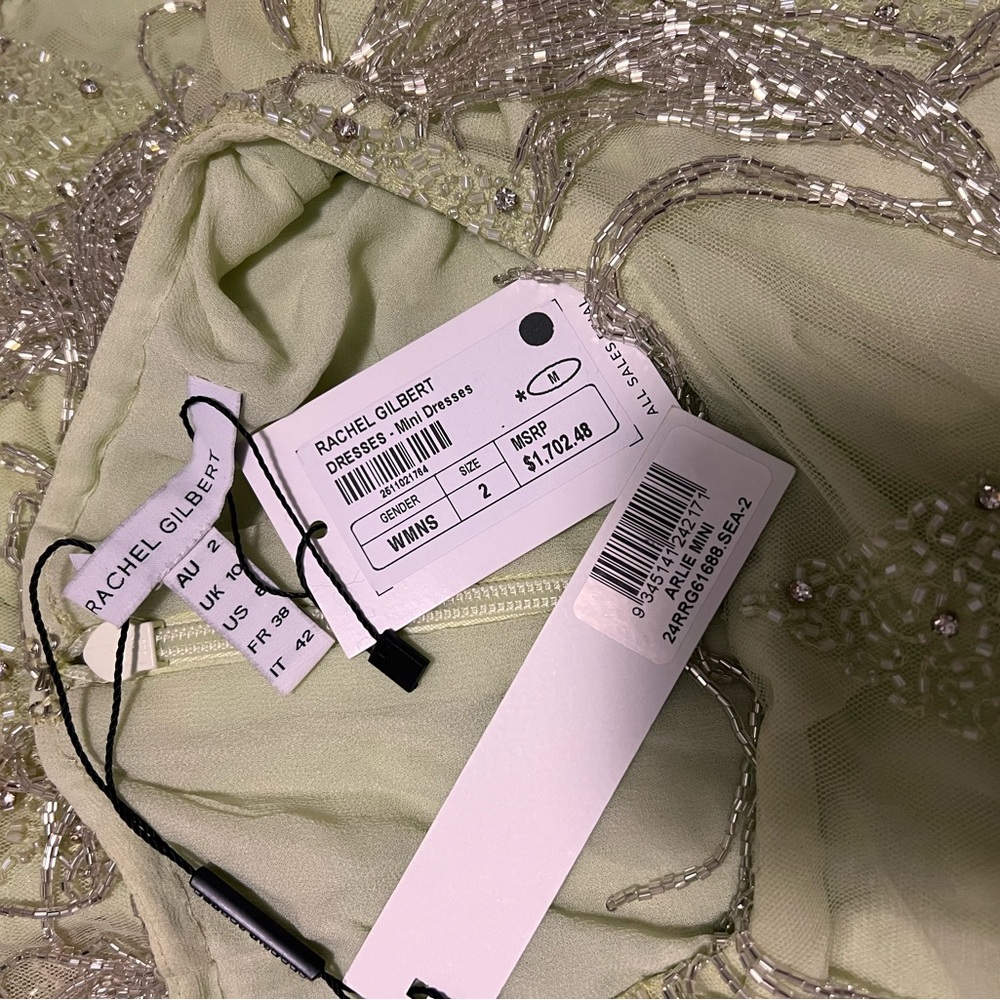 Rachel Gilbert Sequin Long Sleeve Dress in Cream and Silver - Picture 12 of 12